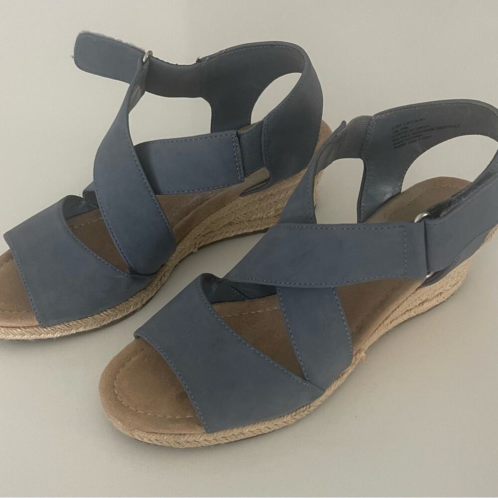 Espadrille Wedge Sandals Blue Nubuck Suede Women's Size 8-1/2Shoes